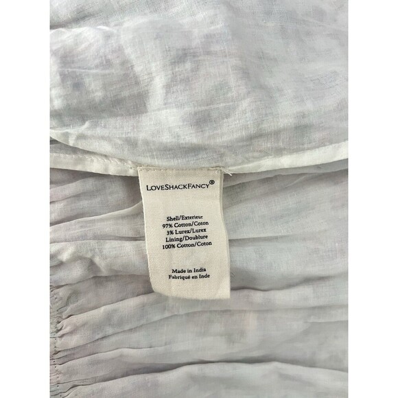 LOVESHACKFANCY Floral Smocked Mini Dress Puff Sleeve Asymmetric Ruffle Coquette - Picture 13 of 13